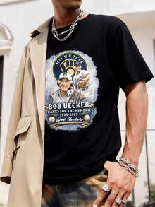 Maglietta vintage da baseball grafica di Milwaukee, in tessuto di alta qualità, vestibilità comoda, casual, con design grafico - nero - Visualizzare 1