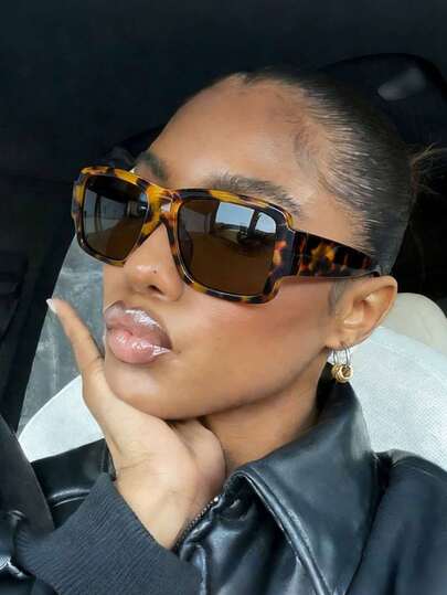 New Fashionable Versatile Double-Beam Square Personalized Glasses, Daily Retro Women Street Style Glasses, High Quality Daily Vacation Beach Minimalist Casual Retro Glasses