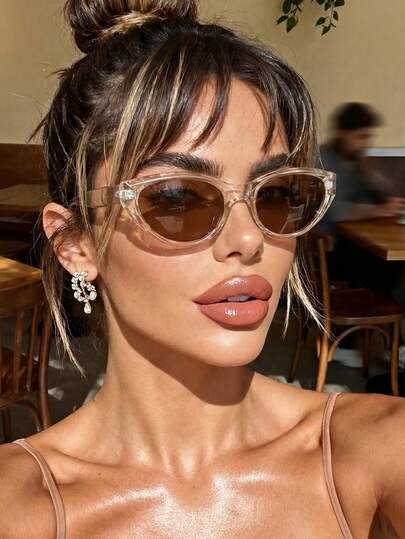 一副男女通用棕色猫眼形时尚眼镜，旅行和海滩配饰，适合秋冬季节，女士，商务休闲，礼物，学院风，返校季