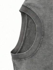 230G Retro Washed Cotton-Shirt, Anime Graphic Double-Sided Print This World Shall Know Pain, Loose Fit Round Neck, Unisex Summer Streetwear, Holiday Casual Fashion New Arrival - 灰色 - 查看 4