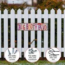 Vintage Big Booty Blvd Metal Street Tin Sign 16x4 Inch Rustic Wall Plaque Pre-Drilled Holes Easy Hang Retro Decor For Bar Garage Man Cave Party Funny Novelty Gift - Multicolor - View 5