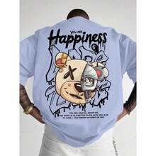Basic Cotton Unisex T-Shirt Happiness Bear Street Style Streetwear Promotion Fast Shipping - 淺藍色 - 查看 3