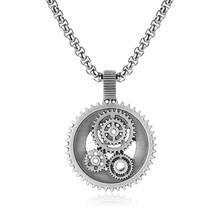 男士朋克风机械齿轮吊坠项链 - 銀色 - 查看 3