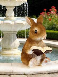 1pc Resin Rabbit Decoration, Creative Small Animal Garden & Yard Decor, Suitable For Garden, Grocery Store, Yard - A - View 3