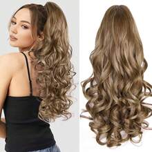 European And American Style Wavy Ponytail Clip-On Hair Extensions, Fluffy Invisible Big Curly Pear Blossom Wavy Ponytail - Multicolor - View 15