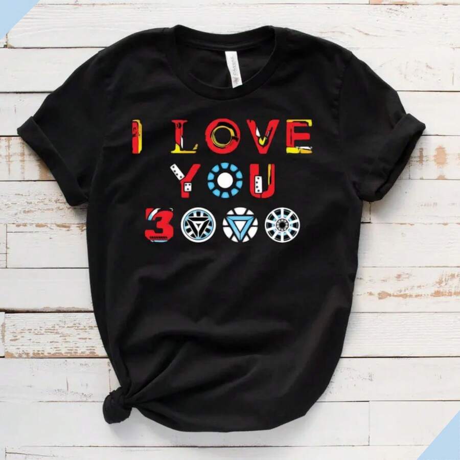 I Love You 3000 Shirt, Avengers Endgame Tee, Superhero Shirt, Tony Stark Quote Shirt, Birthday Gift, Avengers Fan T-Shirt. - màu đen - Xem 1