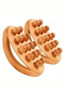 1pc Natural Wooden Hand-Held Massage Brush, For Muscle Relaxation, Sauna SPA Head Massage Gua Sha - Multicolor - View 2