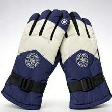 Winter Waterproof Non-Slip Windproof Gloves Fleece Lined Thickened Warm For Cycling Skiing - Blue - View 13