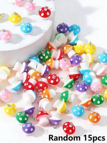 15/25/35/50/60/80/100pcs Multi-Color Mushroom Glass Beads - Colorful Marble Texture Mushroom Decorative Beads, Suitable For Jewelry Making, DIY Necklace, Bracelet, Earrings, Crafts | Vibrant Bead Design | Smooth Texture - Multicolor - View 20