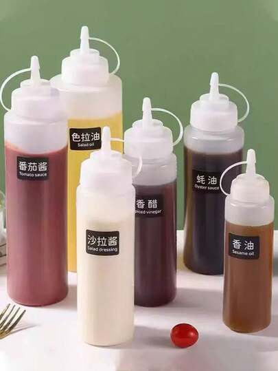 1pc 240ml Squeeze Bottle With Measurement Scale, Refillable Bottle, Kitchen Condiment Bottle, Salad Dressing Squeeze Bottle, Sauce Dispenser Bottle For Home And Commercial Use