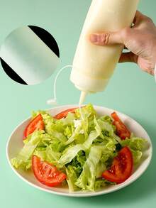 1pc 240ml Squeeze Bottle With Measurement Scale, Refillable Bottle, Kitchen Condiment Bottle, Salad Dressing Squeeze Bottle, Sauce Dispenser Bottle For Home And Commercial Use - White - View 7