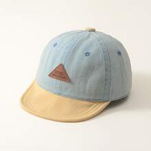 1pc Unisex Denim Patchwork Adjustable Soft Brim Baby Baseball Cap, Suitable For Spring, Summer And Autumn Daily Wear - Khaki - View 11