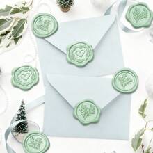 30pcs Green Wax Seal Stickers, Containing 3 Designs, Self-Adhesive Envelope Sealing Stamp Stickers, Suitable For Wedding Invitations, Place Cards, Christmas Gift Packaging, 3 Designs Per Pack - 3 Styles/pack (green) - View 11