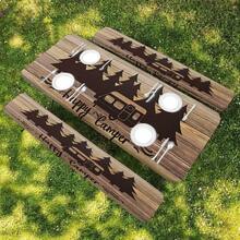 3pcs Retro Camping Themed Stretch Table & Chair Covers - Faux Wood Grain RV Pine Tree Outdoor Picnic Table Cloth Set, Durable Polyester Elastic Edged Rectangular Tablecloth For Indoor, Patio, Camping, Party, Kitchen - Multicolor - View 9