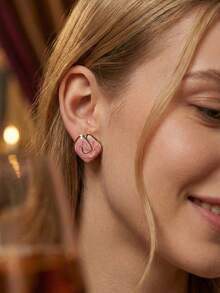European American Colorful Gold Plated Fashionable Stainless Steel Geometric Round Heart Teardrop-Shaped Earrings For Women New Lightweight Luxury Ear Stud Jewelry For Women Beach Summer Boho Jewelry Cute Earrings For Teen Girls Chunky Jewelry For Women Summer Beach Vacation - Multicolor - View 7