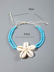 1pc Bohemian Style Beaded Resin & Shell Single Layer Anklet, Suitable For Beach Party, Jewelry Gift - Multicolor - View 3