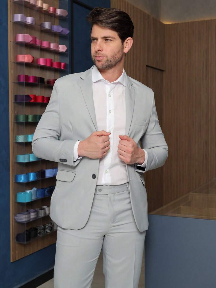 Light Gray Tailored Suit - Màu Xám nhạt - Xem 1