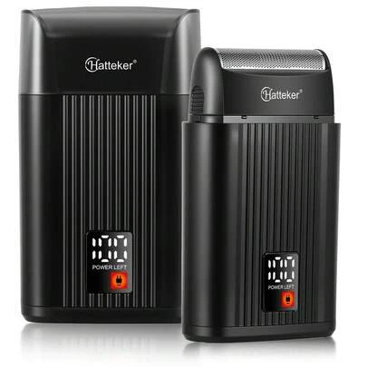  1 máy cạo râu điện Hatteker dành cho nam, máy cạo râu kiểu chuyển động tịnh tiến có màn hình hiển thị.