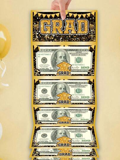 1pc Black & Gold Happy Birthday Folding Banknote Card With Envelope, Black & Gold Paper Folding Banknote Card, Birthday Party Surprise Cash Gift, Anniversary Commemorative Folding Banknote Card, Birthday Celebration Cash Decor, Birthday Party Decor, Happy Birthday Folding Banknote Card With Envelope - Fun Cash Gifting Method, Birthday Decor, Birthday Gift, Party Favor