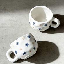 陶瓷杯 咖啡杯 水杯 马克杯 茶杯 杯子 陶瓷花卉图案 情侣杯 家用 牛奶杯 纯白骨瓷 - 茶杯 - 查看 3