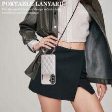 1pc Elegant Luxury Zipper Card Holder Crossbody Wallet Phone Case Compatible With Samsung Galaxy S25 Edge S24 S23 S22 S21 S20 FE Note 20 Ultra A17 A16 A15 A07 A52 A53 A54 A25 5G, Rhombus PU Leather Card Holder Wallet Case Compatible With Google Pixel 10 9 Pro XL 8 7 6 9a 8a, Multi-Functional Protective Case Compatible With Xiaomi Redmi Note 15 Pro 14 13 4G Poco C75 - White - View 7