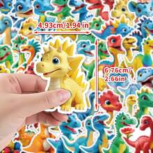 50张恐龙贴纸，美观实用，可用于剪贴簿、日记本、笔记本电脑、保险杠、滑板、水瓶、电脑、手机、贺卡、相册、家具等。 - 彩色 - 查看 3