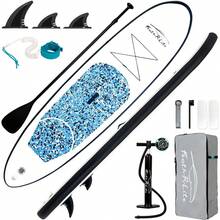 Ultra-Light Inflatable Stand Up Paddle Board (SUP) Complete Kit With Adjustable Paddle, High-Pressure Pump, Travel Backpack And Coiled Leash For All Skill Levels Beginners To Advanced - 10' Camouflage - Blue and Black - View 1