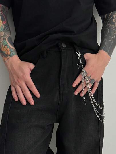 1 pieza Collar de cadena cruzada de múltiples capas con colgante de pentágono geométrico vintage, encantadora cadena para la cintura, joyería gótica punk de alta gama, minimalista casual, fotografía callejera, rock hip-hop, fiesta, moda versátil diaria para parejas, regalo de collar para hombres