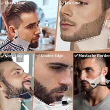 DUAIU 12Pcs Beard Shaper Tool Kit For Men Grooming, White Black Barber Pencil For Lineup Edging With Sharpener, Hairline Beard Guide Shaping Barber Comb Clipper Cleaning Brushes Hair Combs Set - Trắng - Xem 4