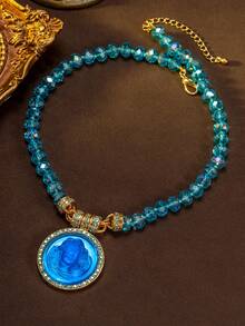 紫色、粉色、蓝色项链套装，铜合金材质，奢华、优雅、仙气、梦幻、可爱、时尚，适合派对、节日和日常佩戴。 - 彩色 - 查看 4