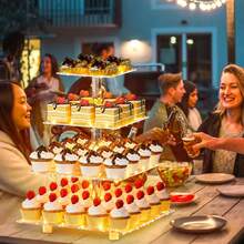 Cupcake Stand With Lights, 4Tier/5 Tier Cupcake Holder, Cupcake Tier Stand For 52/64 Cupcakes, Acrylic Dessert Table Display Set For Weddings, Clear Square Dessert Treat Display For Birthday Cady Bar, Party, Graduation - 4 Tier With Light Strip - View 4