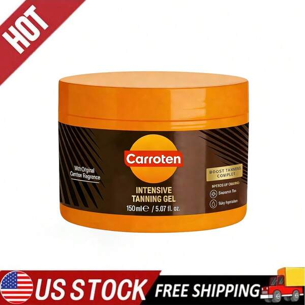 Carroten Intensive Tanning Accelerator Gel | Fast-Acting Bronzing Formula With Carrot & Coconut Oil, Non-Greasy & Water-Resistant, 5 Fl Oz