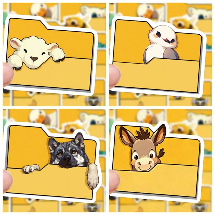 50张可爱卡通动物系列贴纸，适用于剪贴簿、日记本、笔记本电脑、水瓶、汽车等。寓意美好的设计，传递积极向上的信息，是馈赠佳品。 - 50pcs/包 - 查看 1