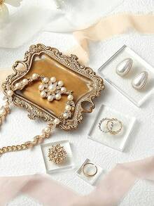 复古金色首饰托盘，乡村风戒指碟，古铜色耳环项链托盘，可爱小巧首饰碟，家居装饰礼品，迷你首饰展示架，送她的礼物，母亲节礼物 - 彩色 - 查看 2