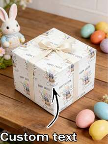 Personalized Packaging Paper/Beautiful Easter Gift Wrapping Paper/Easter Bunny Pattern Wrapping Paper/Easter Eggs/Personalized Easter Bunny Wrapping Paper - Multicolor - View 2