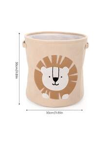 1pc Cartoon Animal Lion & Giraffe Baby Diaper Storage Bucket, Portable Diaper Organizer Bag, Nursery Storage Rack, Newborn Bathing Gift, Baby Essential - Multicolor - View 2