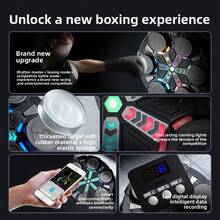 Máquina de boxeo inteligente Bluetooth para niños, objetivo de pared de boxeo electrónico para el hogar con luces geniales, efectos de luz rítmica, efectos de sonido dinámico inteligente, 3 niveles de velocidad ajustables, equipo de entrenamiento de boxeo para alivio del estrés con saco de boxeo - Multicolor - Ver 12