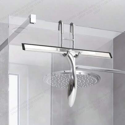 1 PC Premium Stainless Steel Handheld Glass Squeegee - Effortless Water Removal, Streak-Free & Anti-Fog | Rust-Resistant, Easy To Hang & Store | Multi-Functional Cleaning Tool For Shower Doors, Bathrooms, Windows, Car Glass, Walls, Mirrors, Kitchen Countertops & Tabletops | Essential Cleaning Accessory For Home, Car, Kitchen & Bathroom, Ideal For Cleaning Water Stains, Fog & Dirt On Glass, Mirrors, Bathroom Doors, Kitchen & Living Room Countertops, Tables, Tile Floors & Walls