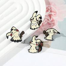 pocket monsters 1/4 件装新奇卡通动物胸针可爱宠物珐琅别针钱包背包衣服首饰金属徽章配饰礼品 - 彩色 - 查看 6