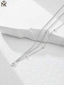 SYMFNY 1条925银三层扭纹珍珠链脚链，适合女士日常及夏季度假佩戴 - 銀色 - 查看 4