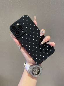 1pc Creative Full-Screen White Star Pattern Painted Pupil Black Matte Texture TPU Material Pupil Shockproof Phone Case, Suitable As Gift For Boyfriend/Girlfriend, Compatible With Apple, Compatible With OPPO, Compatible With Vivo And Other Android Models - Multicolor - View 1