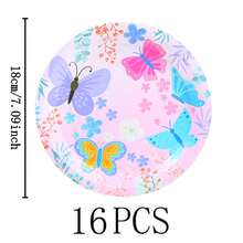 Floral & Butterfly Pattern Disposable Tableware Set, 7/9 Inch Party Plates, Disposable Paper Plates And Cups, Suitable For Holidays, Weddings, Engagements, Birthdays, Parties, Celebrations - Multicolor - View 9