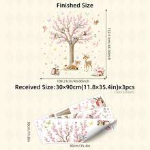 BRUP 1/2/3pcs Cartoon Forest Animal Wall Stickers Set, Includes Owl, Raccoon, Deer, Fox, Rabbit, Removable Floral Tree Wall Decals For Nursery, Bedroom Decor - Multicolor - View 10