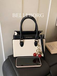 BELLEBORG 女士手提包，配有可拆卸肩带，简约实用，多功能 - 黑與白 - 查看 10