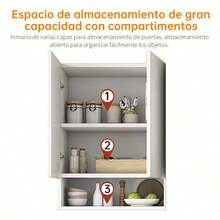 Repisa Flotante 2 Puertas Alacena Gabinete Para Cocina 80cm - Blanco - Ver 3