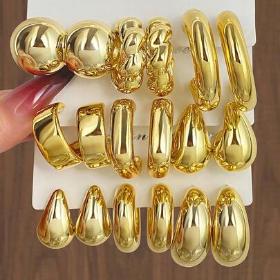 18件套CCB耳环套装，圆形扭纹水滴耳环，女士珠宝礼品套装