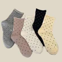 2/5/10 Pairs Korean Style Polka Dot Cuffed Women Crew Socks - Multicolor - View 6