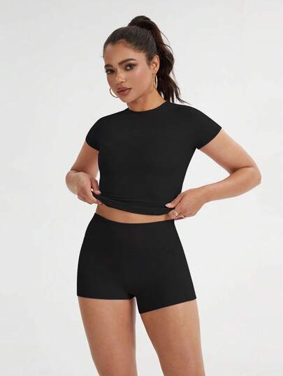 6pecil Women's Comfortable Sports T-Shirt, Suitable For Yoga, Gym Workout, Women's Summer Back To School Sportswear, Women's Sports Set, Slim & Comfortable, Suitable For All Body Types, Spring/Summer Style