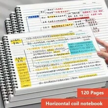 5件套，包括1本螺旋笔记本+4支笔，60页高品质大学标准横格笔记本，120页B5横版翻页笔记本，加厚透明可撕页笔记本 - B5 - 查看 5