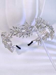 1pc Luxury Crystal Headband, Fashion Hair Accessory For Women, Suitable For Wedding, Party, Prom, And Daily Wear - Silver - View 3